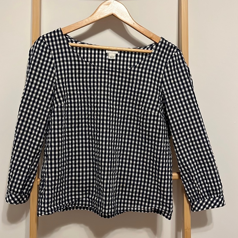 JCrew checkered blouse